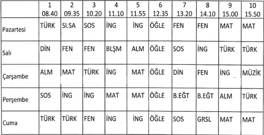 Ders Programı